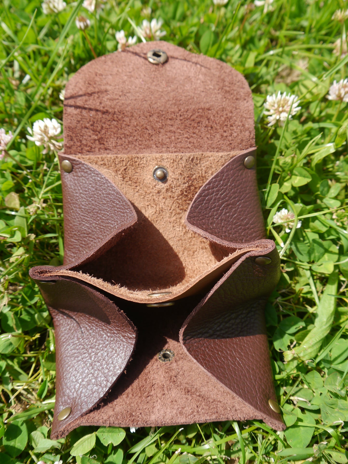 Origami - Porte Monnaie 100% Cuir - Artisanal - Marron Foncé