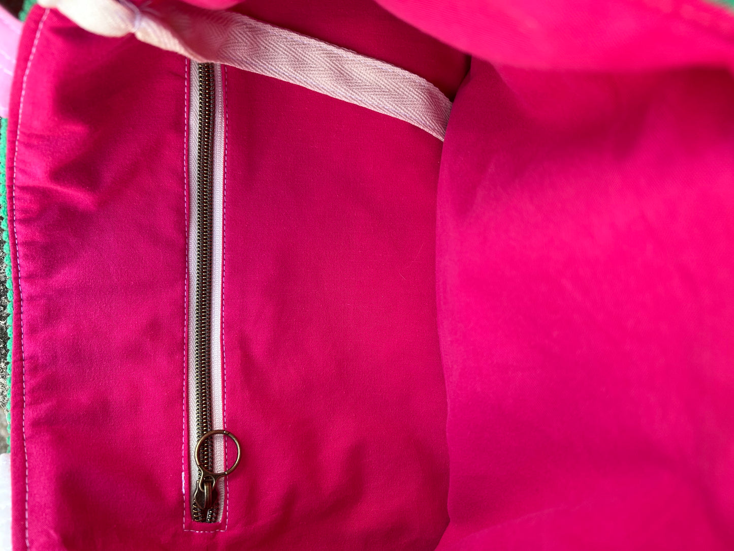 Sac patchwork vert-rose