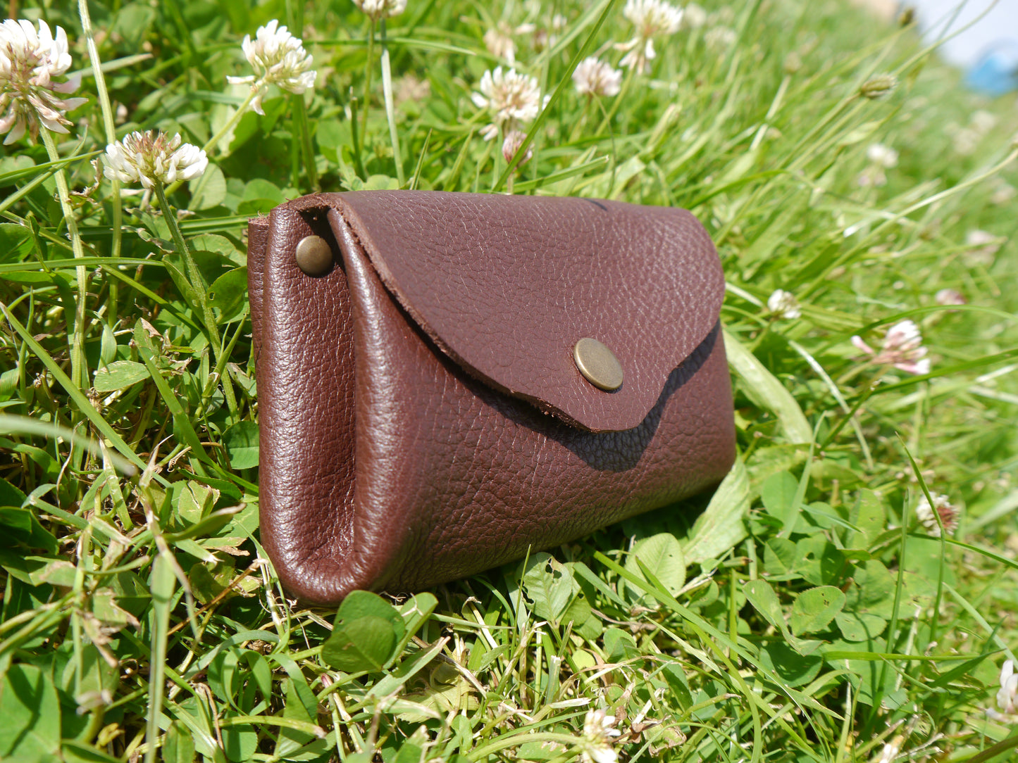 Origami - Porte Monnaie 100% Cuir - Artisanal - Marron Foncé