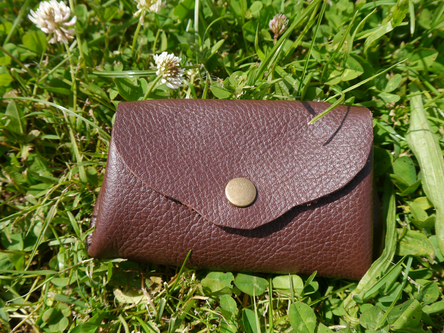 Origami - Porte Monnaie 100% Cuir - Artisanal - Marron Foncé