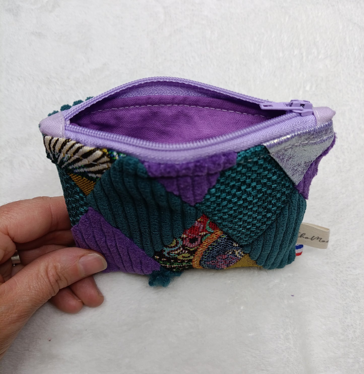 Porte-monnaie Patchwork Émeraude des Bois – Pièce Unique