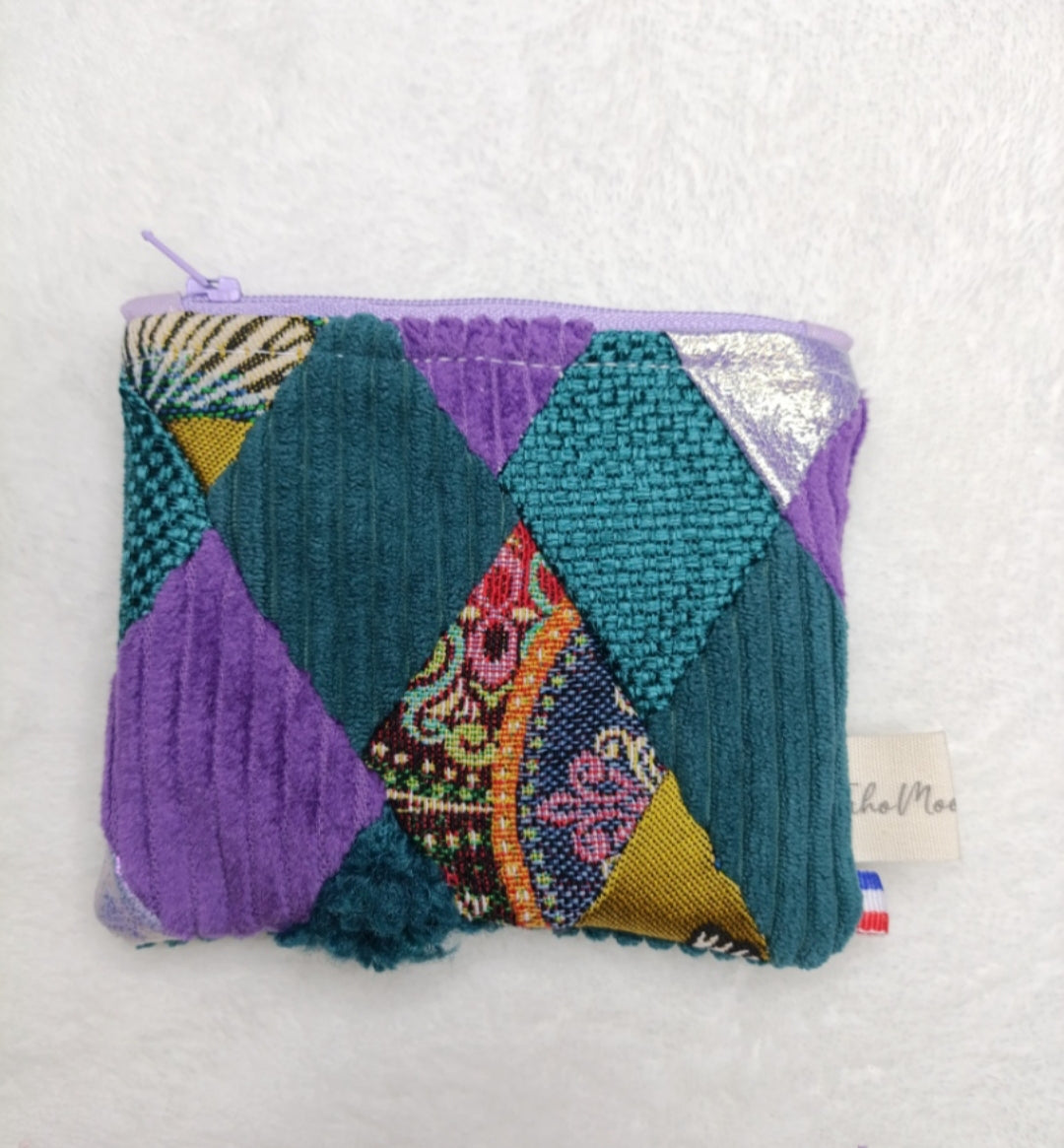Porte-monnaie Patchwork Émeraude des Bois – Pièce Unique
