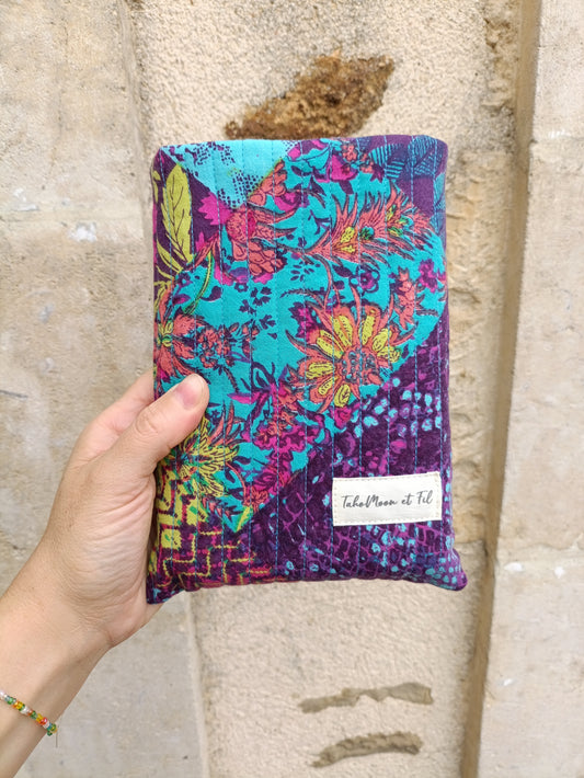 Housse de Livre Fleurie Colorée -  Format Poche 500 pages