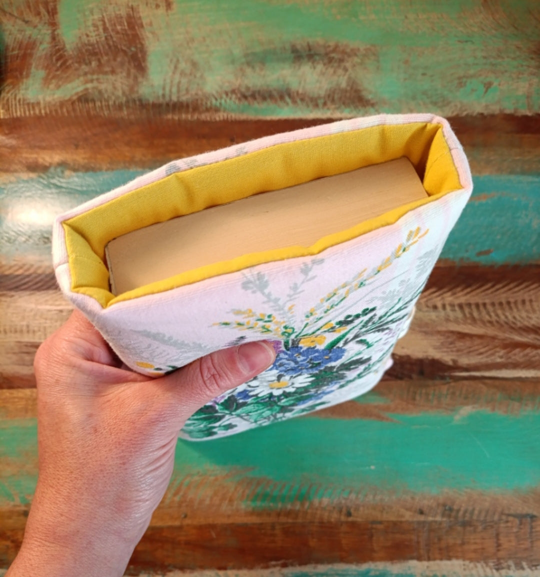 Housse de Livre Fleurie - Jaune -  Format Poche 500 pages