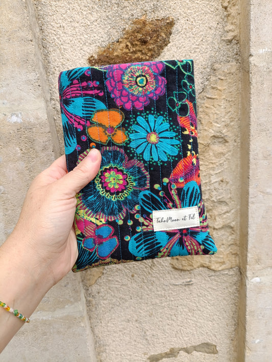 Housse de Livre Fleurie Colorée -  Format Poche 500 pages