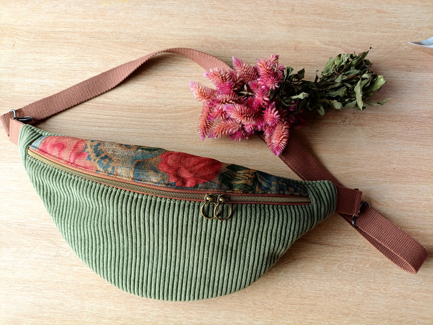 Banane Kaki & Fleurs Vintage * Louna - Taille L